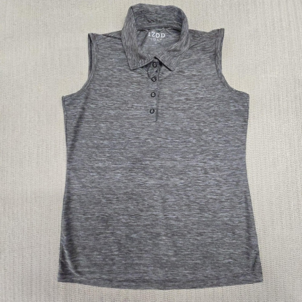 IZOD Golf Polo Shirt Womens Small Gray Sleeveless Stretch Tagless Jersey Top
